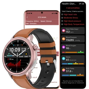 Custom ECG Smart Watch With Call 340mAh Magnetic Charging HRV Stress Monitoring Female Health Tracking OEM Wholesale